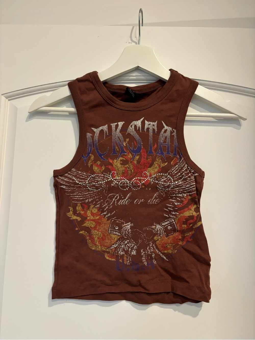 Urban Outfitters Brown Graphic Tank with Wings & Flames